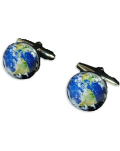 Planet Earth Cufflinks - Gift Boxed - World Globe Satellite Gift Cuff Links