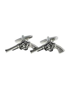 Revolver Cufflinks - Gift Boxed - English Pewter - Pistol 6-Gun Cowboy Cuff Link